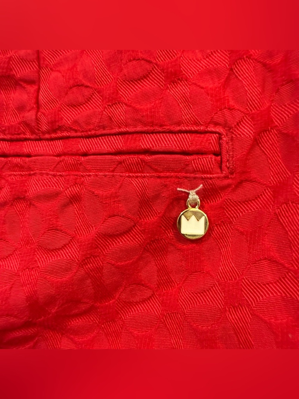 Crown & Ivy Red High-Waist Scallop Hem Cotton Summer Spring Preppy Shorts Size 4 - Picture 5 of 7